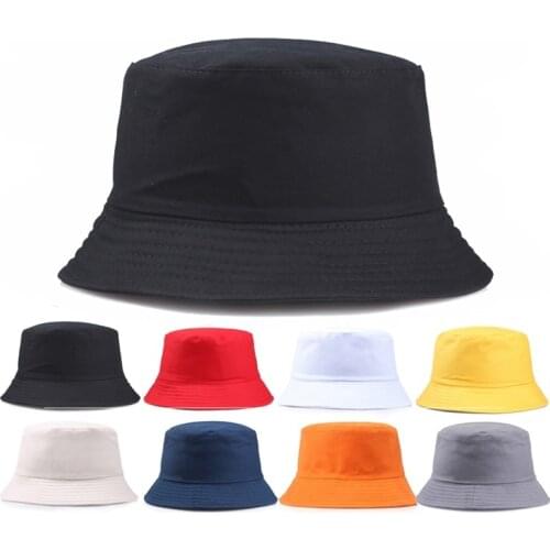 Unisex Cotton Bucket Hats Women Summer Sunscreen Panama Hat Men Pure Color Sunbonnet Fedoras Outdoor Fisherman Hat Beach Cap AAA