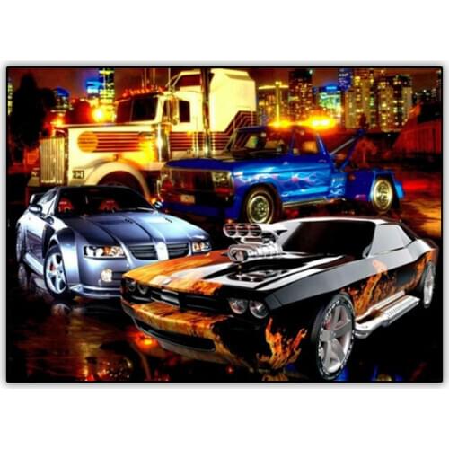 Full Drill Square Diamond Painting 5d Picture Wall Art Cars In The Street Diamond Mosaic Paintings Cross Stitch Kit Accessories