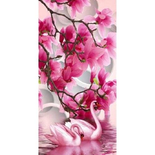 Sale DIY 5D Diamond Painting Kit Swan Flowers Full Square Drill Embroidery Mosaic Art Picture of Rhinestones Home Decor Gift