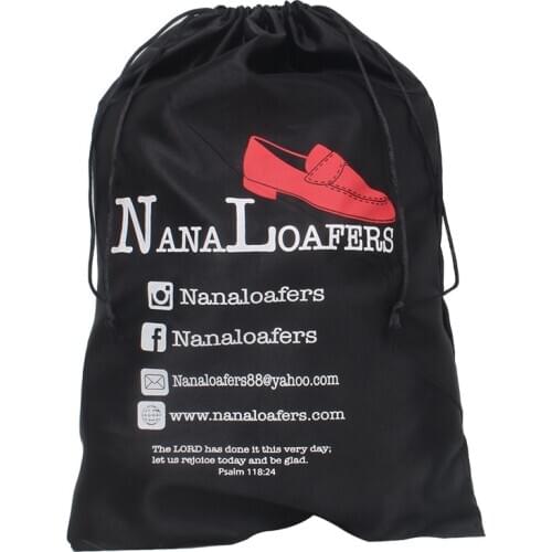 Custom brand name logo Luxury genuine leather shoes silk satin packaging bags shoes top gread shopping packing handle bags