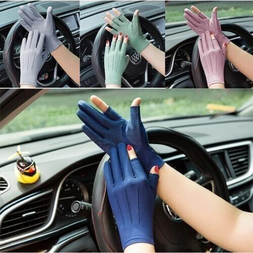 Bicycle Touch Screen Gloves Summer Ice Silk Sun Protection Gloves Fishing Non-slip Half-finger Gloves Ladies Gloves