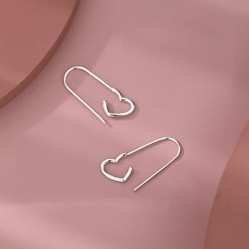 925 Sterling Silver Heart Shape Statement Korean Stud Earring For Women Wedding Jewelry Pendientes Accessories eh1276