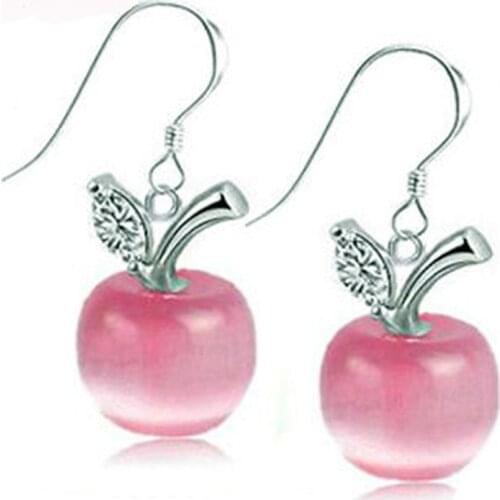 S925 Silver Earring Opal Apple Drop Earring For Women Wedding Gift Lady Girl Fashion Jewelry