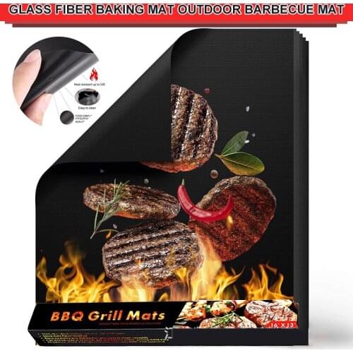 1pcs Barbecue Grill Mat Non-stick BBQ Baking Mat Grilling Accessories High Temperature Resistance 33*40*0.2cm GQ