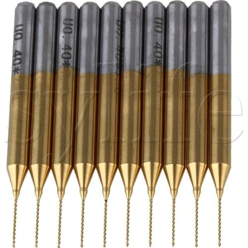 10pcs 1/8" Titanium Nitride Coated Carbide Micro Drill Bits CNC PCB Router 0.4mm