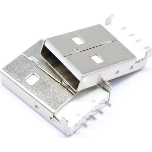 100pcs USB A style SMD USB plug male USB data interface USB type A male connector 4P patch U disk interface