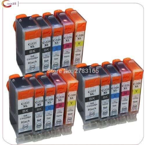15pcs PGI-525 CLI-526 ink cartridge for iP4850 iX6550 MG5150 MG5250 MG6150 MG8150 MX885 MG5350 MG6250 MG8250 iP4950 PRINTER ink