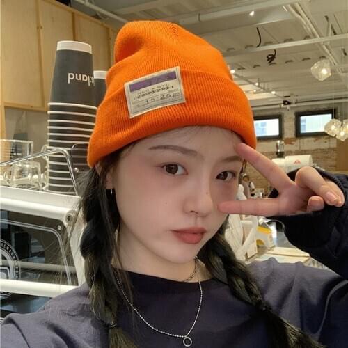 2020 Ear Protection Wool Hat Women Fashion Karean Autumn Winter Warm Beanies Black Grey Purple Orange Green Pink Hats Outdoor
