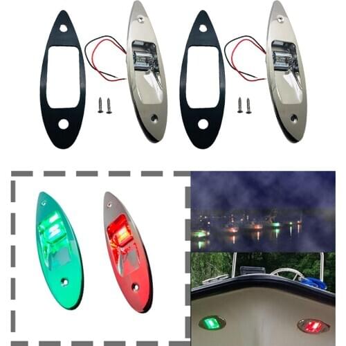 2x 12V Boat RV Side Navigation Bow Tear Drop Light Red Green LED Flush Mount