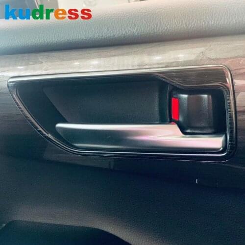 For Toyota Highlander Hybrid 2021 2022 Steel Carbon Fiber Interior Door Handle Cover Trim Stickers Accessories Car Styling 4pcs