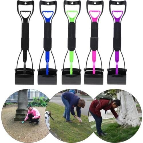 4pcs Dog Pet Pooper Scooper Long Handle Jaw Dogs Poop Scoop Clean Outdoor Excretion Pickup Animal Waste with Plastic Bag