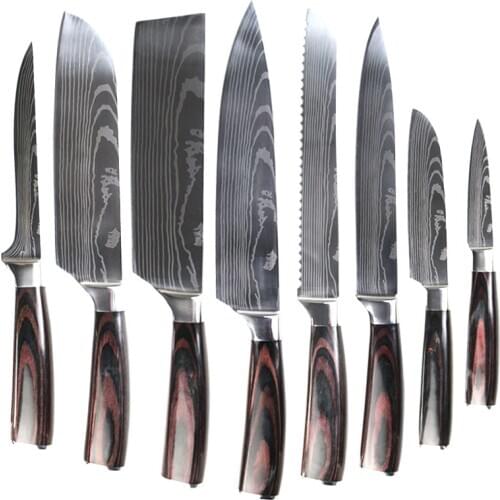 8Pcs Professional Kitchen Knives Stainless Steel Chef Knife Sharp Japanese Vegetable Boning Paring for Cut Carve Chop Meat