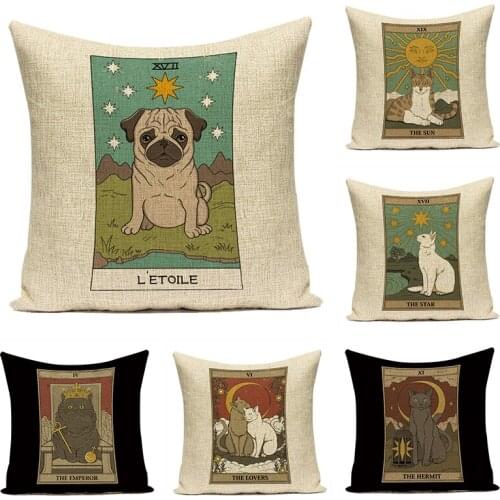 Abstract Tarot Cushions Cover Retro Africa Home Decorative Sofa Throw Pillow Case Vintage Animal Linen Cushion Covers 45-45