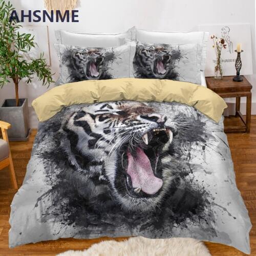 AHSNME Tiger Bedding Set Boy Duvet Cover Sets Animal King Comforter Covers Bedroom Gift Dropshipping