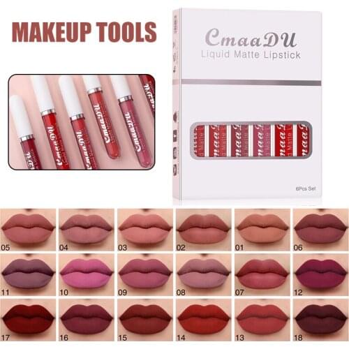 High Quality 6pcs Lipstick Velvety Set Long Lasting Nonstick Cup Not Fade Makeup Cosmetics Kit for Girl Women
