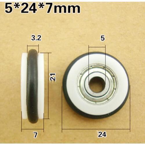 Free Shipping 10PCS low noise rubber wheel roller with 5*24*7 rubber door wheel window roller