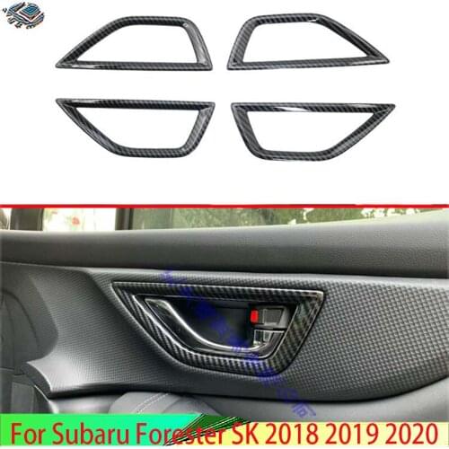 For Subaru Forester SK 2018 2019 Decorate Accessories Carbon Fiber Style Inner Door Handle Cover Catch Bowl Trim