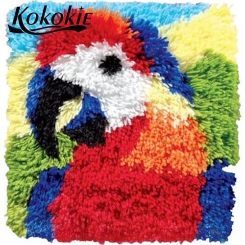 DIY latch hook rug pillow kits parrot cushion embroidery handicraft 3d carpet embroidery cross stitch sets sale needlework sets