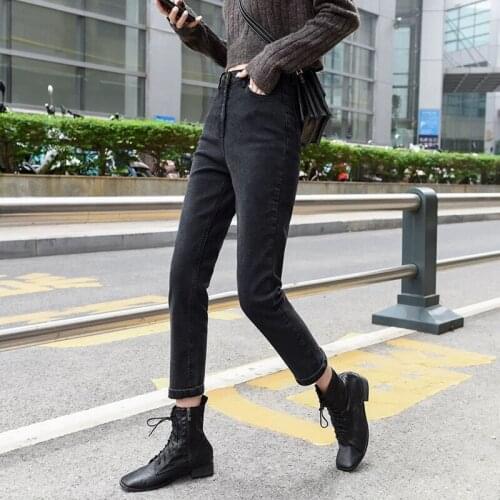 Jeans Waist 11.14 High Women Autumn Winter New Fashion Vintage Slim Pencil Denim Pants Two Color