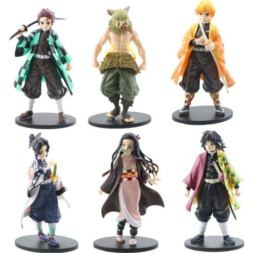 Anime 16cm Demon Slayer Figure Kamado Tanjirou Nezuko Action Figures PVC Model Toys Zenitsu Figurine Inosuke Kimetsu No Yaiba