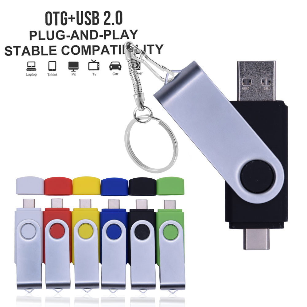 UBS 2.0 OTG Flash Drive 2 In 1 Type C Pen Drive Metal USB Stick Flash Drive 4GB 8GB 16GB 32GB 64GB 128GB 256GB Pendrive