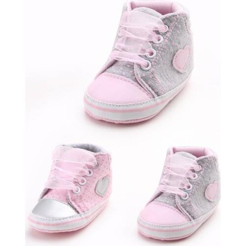 Baby Girl Canvas Shoe Heart Shape Shoes Sneaker Anti-slip Soft Sole Toddler Lace Up Soft Sole First Walker Shoes Comfy Easy Wear