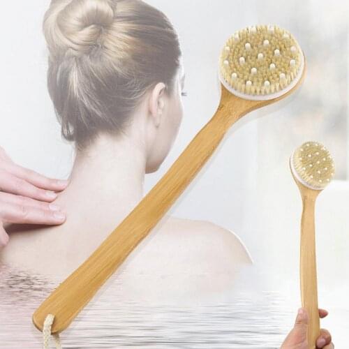Bath Tool Easy to Carry Heat Resistant Wood Shower Scrubbing Brush for Household