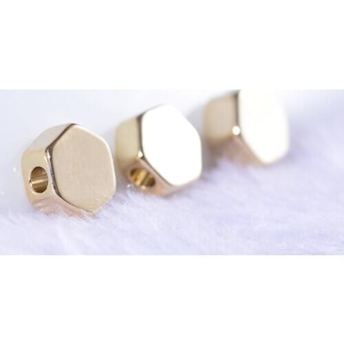 JFE40 Wholesale 100pcs Hexagon Beads Gold Electroplated Spacer Beads Accessories Fashion DIY Bracelet Necklace Jewerly Finding