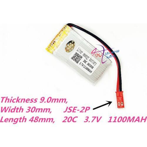 JSE-2P 903048 3.7V 1100mAh RC Helicopter 1S Li-Po Battery For for JJRC H11D H11C MJX T04 T05 T25 M03 Lipo Battery For RC Toys