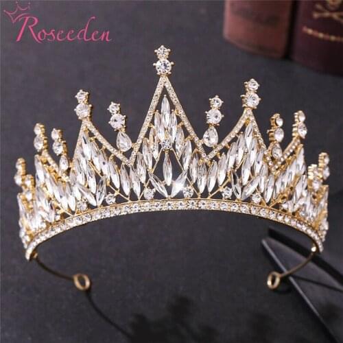 Classic Silver Plated Crystal Bridal Tiaras Crown Rhinestone Pageant Diadem Wedding Hair Accessories RE4224