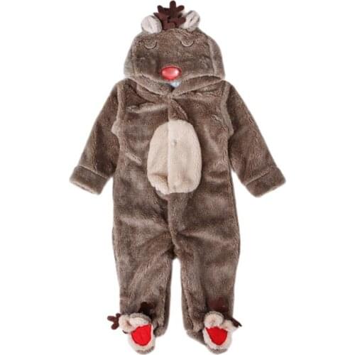 New baby boy clothes Coral fleece Cute elk Jumpsuit new born baby clothes baby girl clothes romper 0-24Months