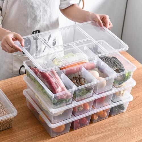 Food Storage Box Kitchen Accessories Refrigerator Crisper Transparent Sealed Organizer Compartment with Lid Debris Sorting Box