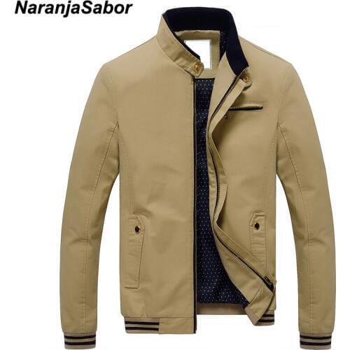 NaranjaSabor Spring Autumn New Mens Jacket Men Casual Fashion Stand Collar Slim Fit Coats Male Outerwear Men Brand Clothing 4XL