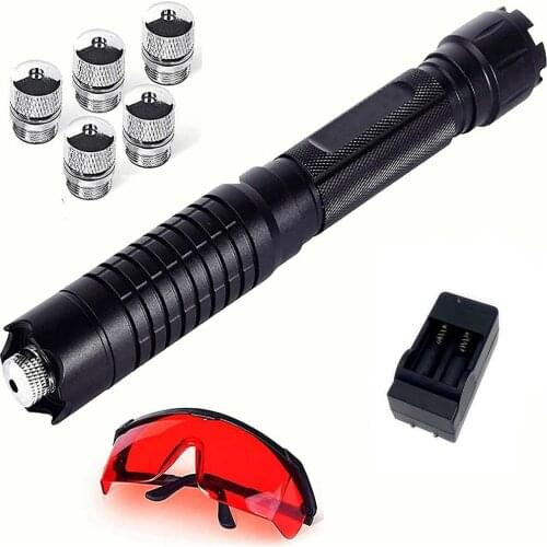 High Power Blue/Green Laser Torch 450nm 532nm 10000m Focusable Blue Lasers Pointer Pen Flashlight Burn Match Cigarette Hunting