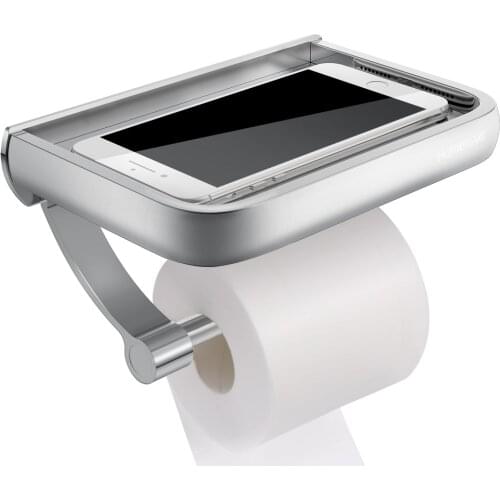Wall Mounted Toilet Paper Holder Tissue Paper Holder Toilet Roll Dispenser With Phone Storage Shelf for Bathroom Accessories