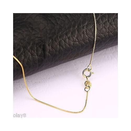 New Solid Au750 18K Yellow Gold Chain Womens Box Link Necklace 16inch