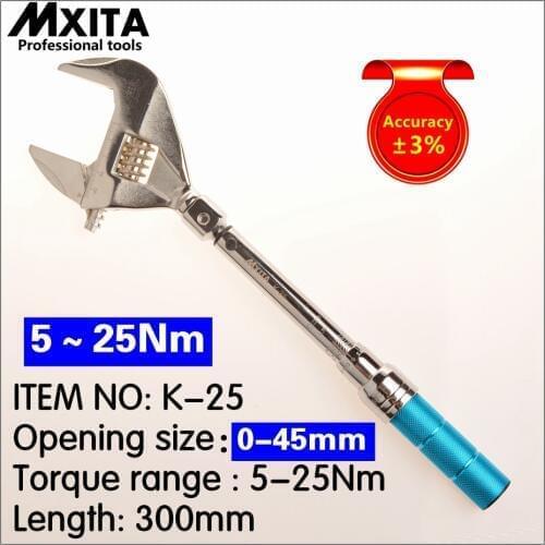 Mxita OPEN Torque Wrench 5-25Nm accuracy 3% Insert Ended head 0-45mm Adjustable Torque Wrench Interchangeable Hand Spanner