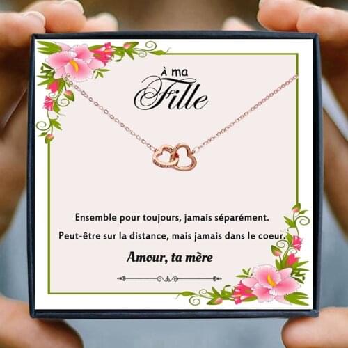 Daughter Necklace Ma Fille Necklace Heart Pendant Necklace for Women Mother Collares Girl Fashion Jewelry French Birthday Party