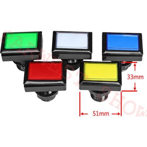 10PCS/Lot 50*33mm Rectangle Arcade push button arcade LED momentary button illuminated button with Microswitch for Mame Cabinet