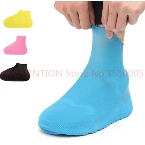 Rubber Anti-slip Waterproof Shoe Cover, Reusable Rain Boot Motorcycle Bike Overshoe, Blue Yellow For Men Women 100PCS