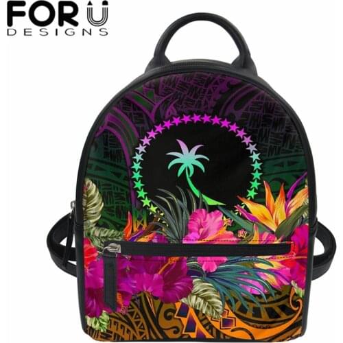 FORUDESIGNS Trend New Women Luxury Design Chuuk Polynesian Hibiscus Flower Printed Casual Backpack Female Shoulder Back mochila