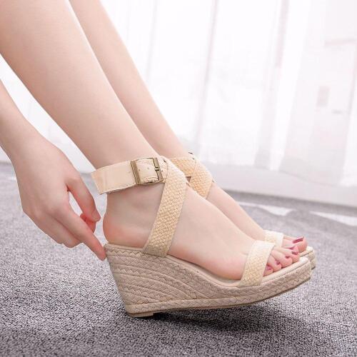 Crystal Queen Women Sandals Summer Shoes Wedges Sandals Women Casual Ladies Platform Sandals Womens Shoes Round Toe Open