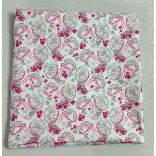 50x105cm Royal Grey Pink Bike Printed Cotton Fabric Bicycle Fabric Patchwork DIY Sedwing Apparel Dress Party Home Decoration
