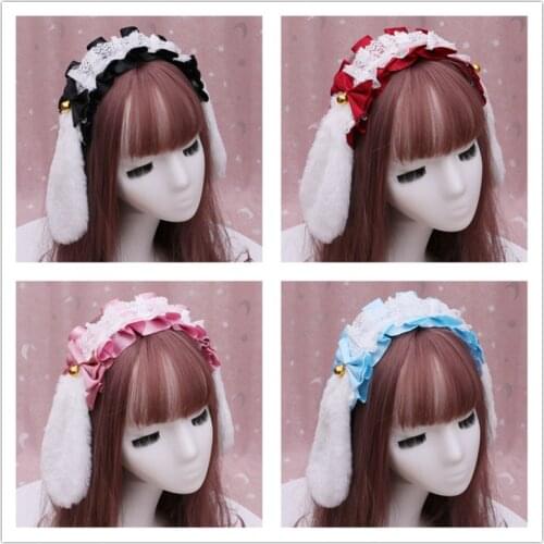 Japanese Cute Girl Maid Kawaii Lolita Headb Cat Ears Bunny Ear Headdress Cosplay Halloween Christmas Costume Accessories