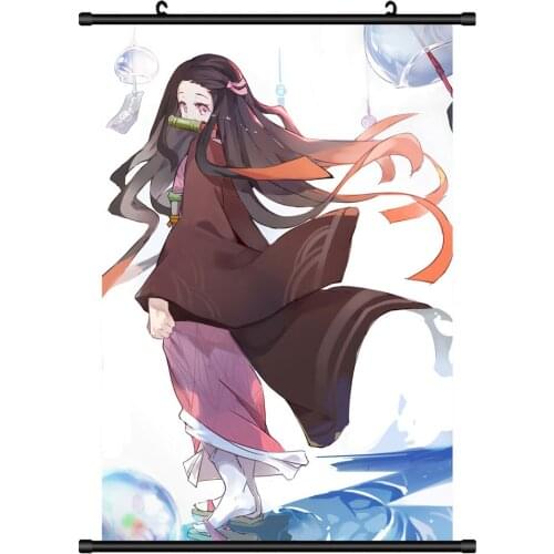 Japanese Anime Kimetsu no Yaiba Demon Slayer Kamado Tanjirou Kamado Nezuko Home Decor Wall Scroll Poster Decorative Pictures