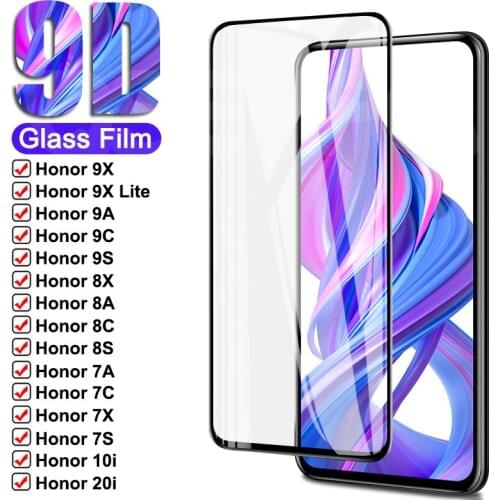 9D Tempered Glass For Huawei Honor 9X Lite 9A 9C 9S Screen Protector Glass Honor 8X 8A 8C 8S 7X 7A 7C 7S 9i 10i 20i Glass Film