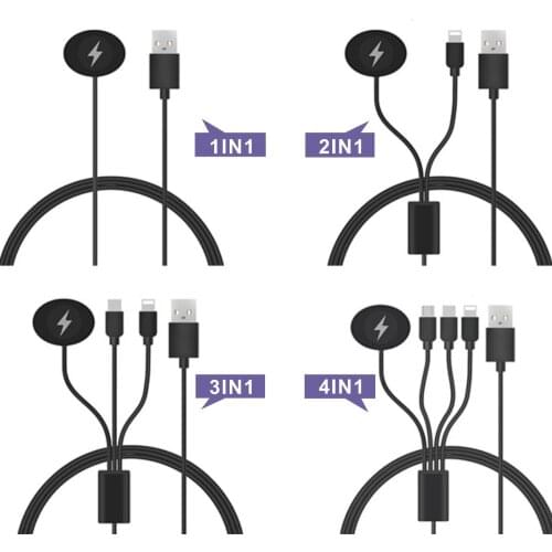 Phone Charger Cable USB Charging Dock Micro Type-C Magnetic 4 in1,3in1,2in1 Data Line For iphone Apple Watch iWatch 23456 Xiaomi