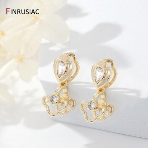 3 Types Zircon Pendant Clip Clasp Pinch Clip Bail Pendant Connectors Bail Beads 14K Gold Plated Jewelry Findings Accessories