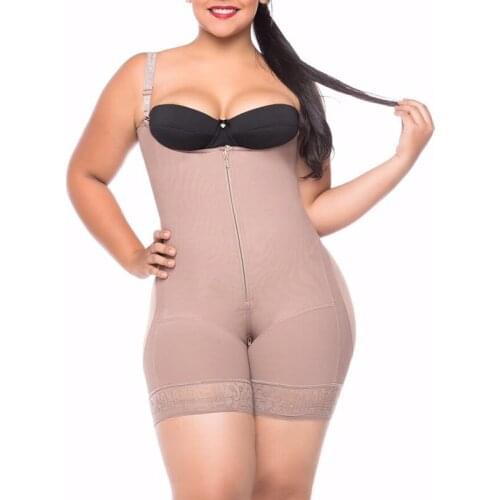 Womens Butt Lifting Open Bust Bodysuit Body Shaper With Zipper Shapewear Slimming Compression Faja With Straps
