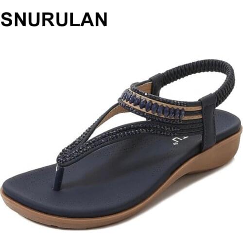 SNURULANLadies Sandals 2021 New Clip Toe Wedges Shoes For Women Summer Sandalias Mujer Beach Casual Sandals Cozy Flip Flops